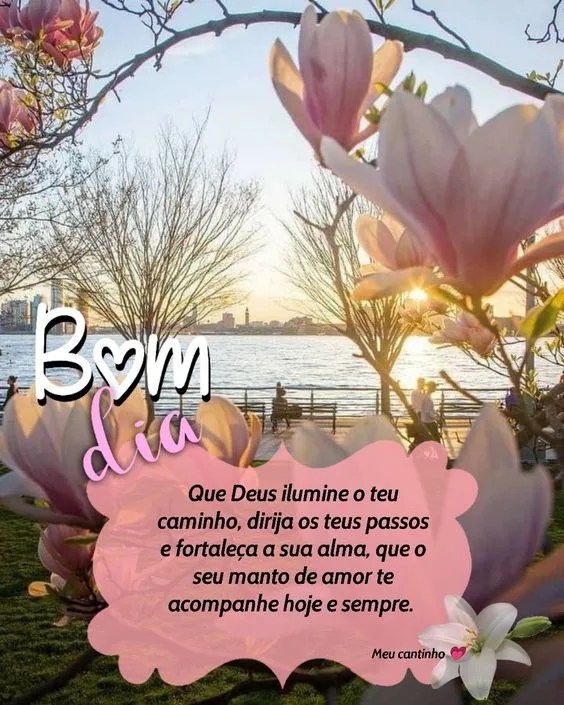 Bom dia com paisagem de flores