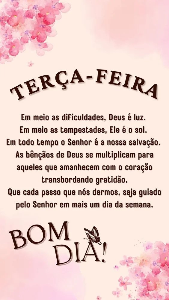 Terça-feira bom dia guiado pelo Senhor